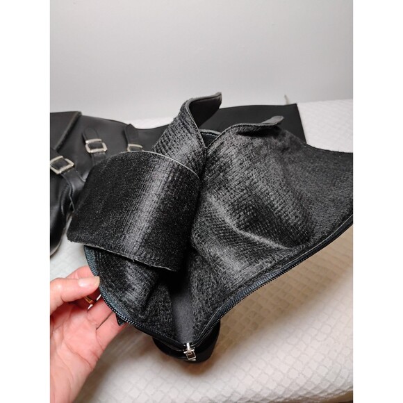 Goth Buckle Platform Knee High Boots Metal Punk Rock Band Platform Wedge Sz 7 - Picture 10 of 10